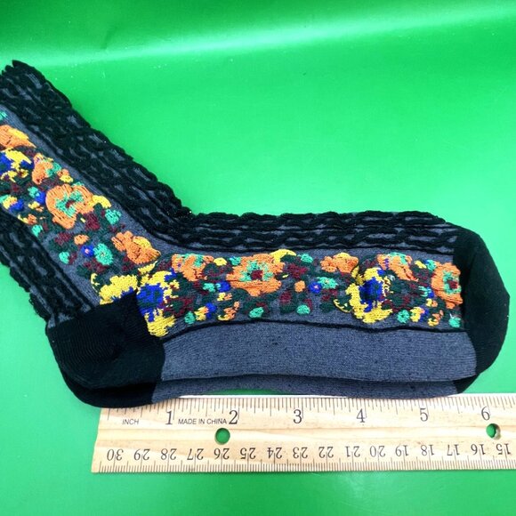 Zi Yang Floral Socks 6-Pair Bundle Cotton Blend Size L Women's Casual Crew Fun - Picture 4 of 13